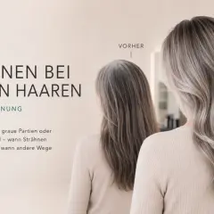 Bei welcher Haarfarbe sieht man graue Haare am wenigsten? Blonde Strähnen kaschieren graue Haare und lassen sie natürlich wirken.