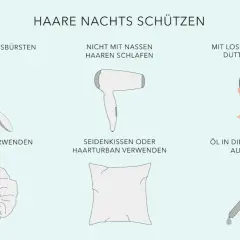 Tipps für Haarpflege: Stylingreste ausbürsten, nicht mit nassen Haaren schlafen, mit losem Zopf oder Dutt schlafen. So schützt du dein Haar, auch wenn du mit offenen Haaren schlafen möchtest.