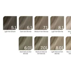 Revlonissmo haarfarben tabelle zeigt verschiedene Blond- und Brauntöne, von dunkel bis sehr hell, mit Asch- und Naturtönen.