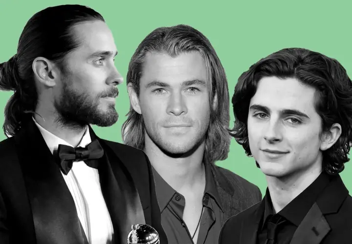 Drei Männer mit langen Haaren: Jared Leto mit Dutt, Chris Hemsworth und Timothée Chalamet.