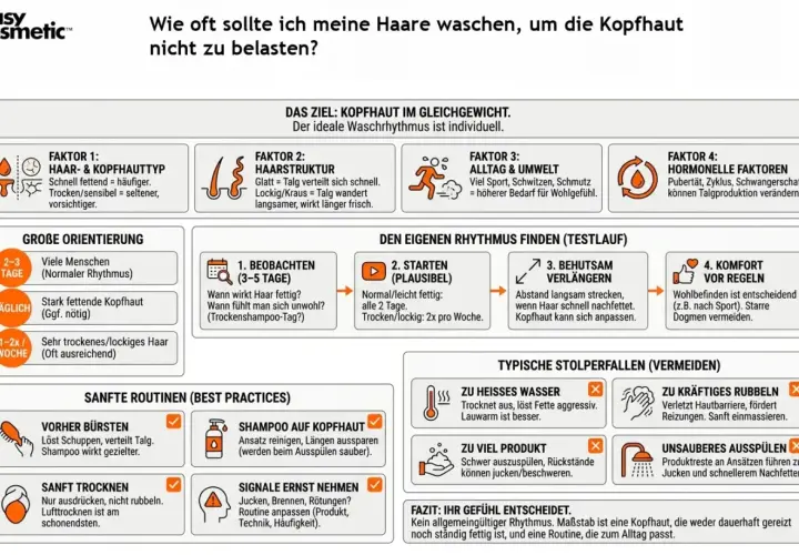 Finde deinen perfekten Rhythmus fürs Haare waschen! Faktoren wie Haartyp, Alltag & Umwelt beeinflussen, wie oft du deine Haare wäschst.