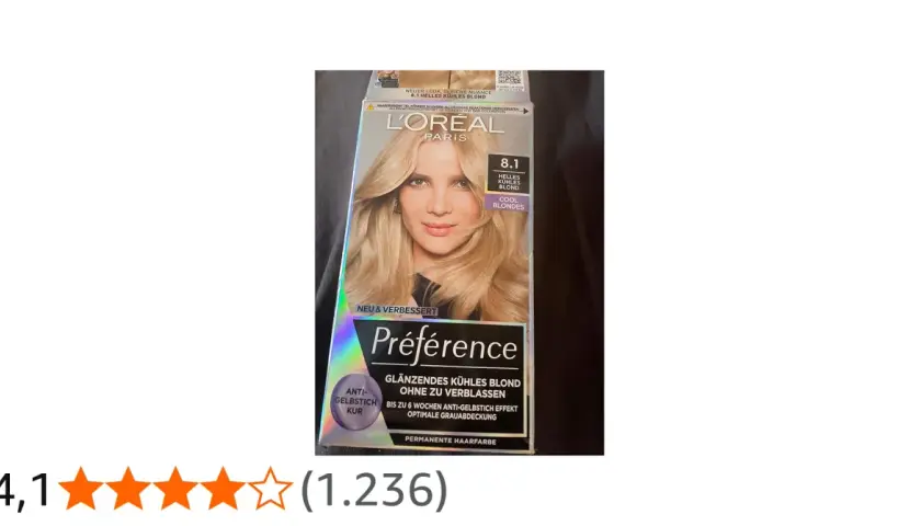 L'Oréal Paris Préférence 8.1 Helles Kühles Blond für einen glänzenden Look ohne Verblassen.