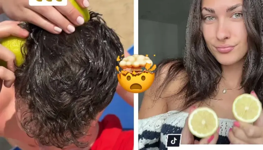 Vorher-Nachher-Vergleich: Dunkle Haare werden mit Zitronensaft aufgehellt. Blonde Haare incoming!