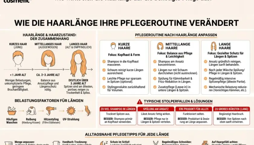 Normales Haar braucht je nach Länge unterschiedliche Pflege. Kurzes Haar ist pflegeleicht, mittellanges braucht Balance, langes Haar gezielten Schutz.