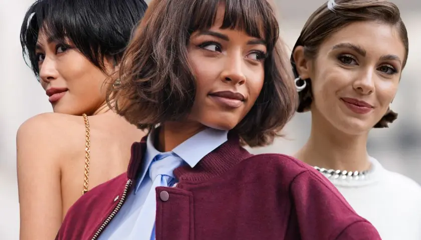 Drei Frauen mit stilvollen Bob-Frisuren, von kurz und gerade bis schulterlang und gewellt.