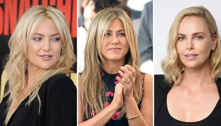 Drei blonde Schauspielerinnen: Kate Hudson, Jennifer Aniston und Charlize Theron.