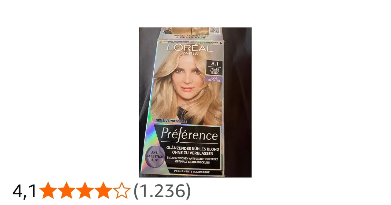 L'Oréal Paris Préférence 8.1 Helles Kühles Blond für einen glänzenden Look ohne Verblassen.