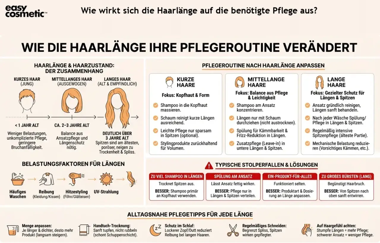 Normales Haar braucht je nach Länge unterschiedliche Pflege. Kurzes Haar ist pflegeleicht, mittellanges braucht Balance, langes Haar gezielten Schutz.