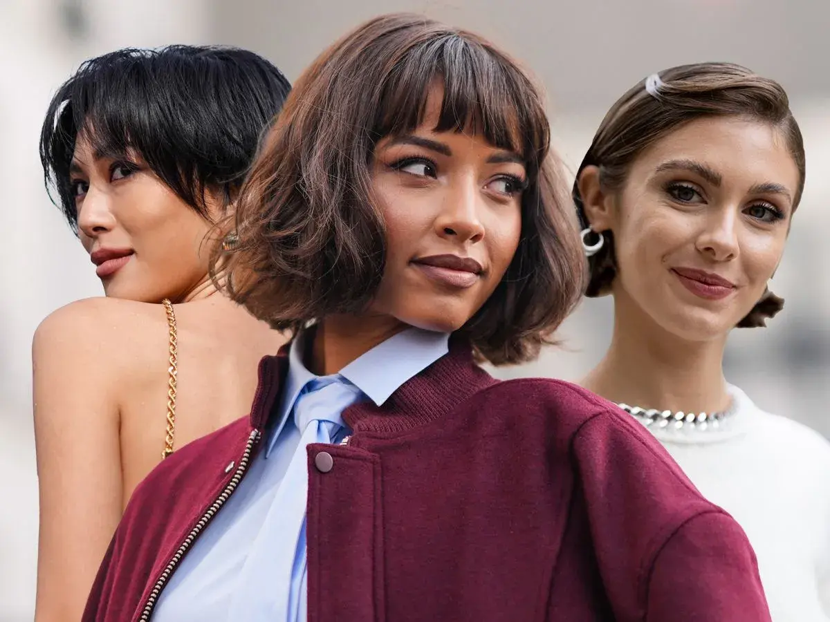 Drei Frauen mit stilvollen Bob-Frisuren, von kurz und gerade bis schulterlang und gewellt.