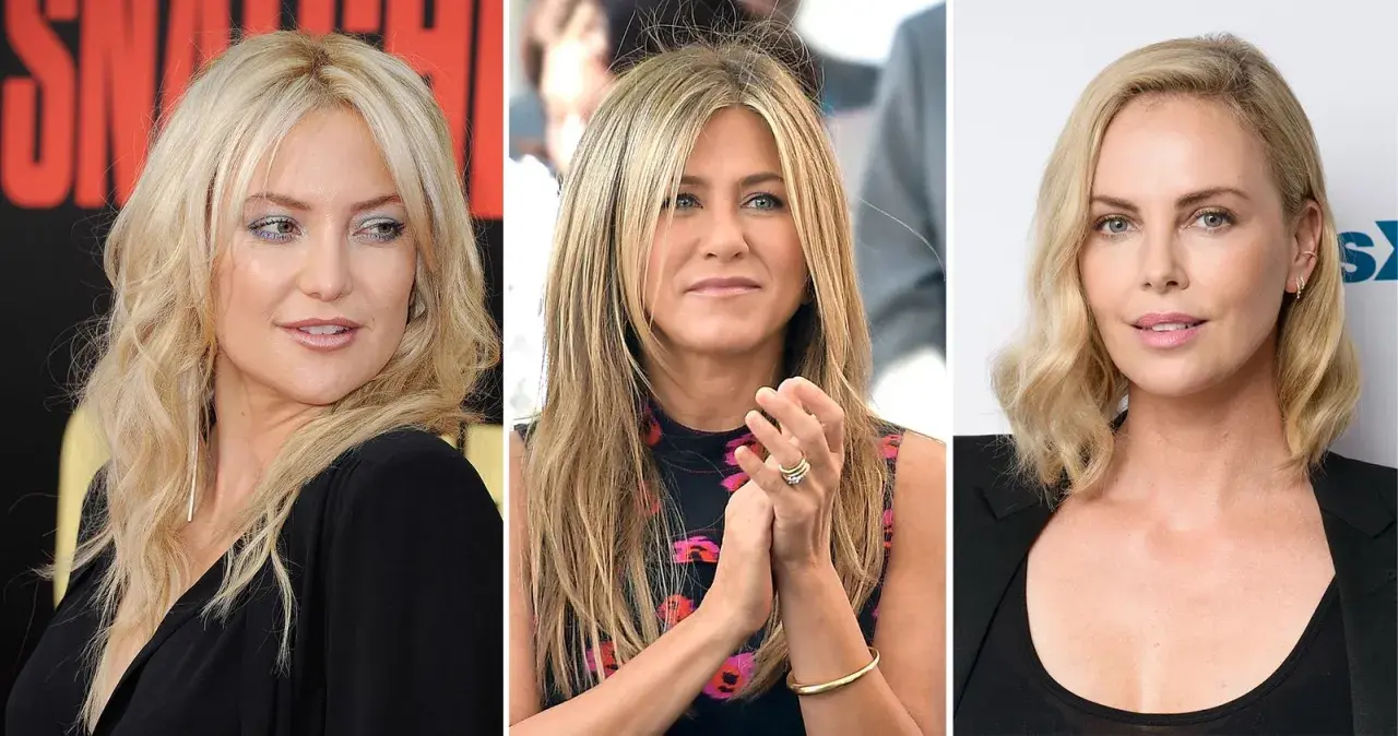 Drei blonde Schauspielerinnen: Kate Hudson, Jennifer Aniston und Charlize Theron.