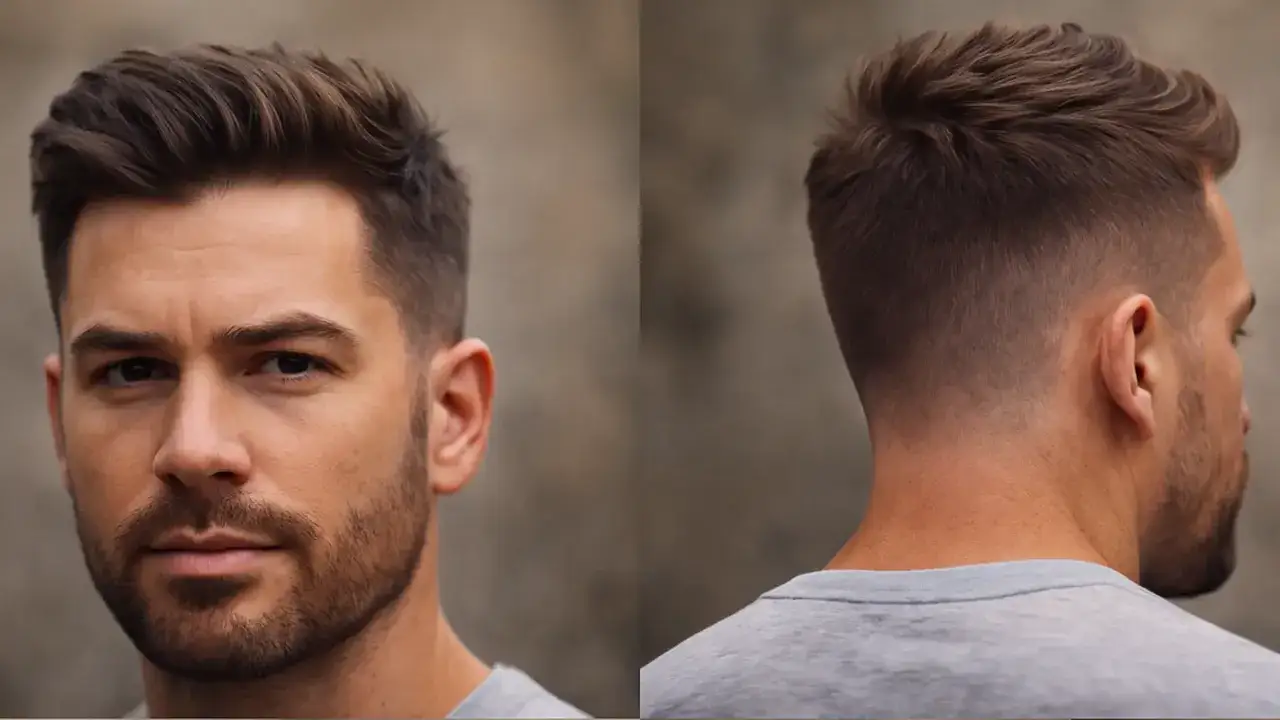 Mann mit einem modernen Haarschnitt, oben länger und an den Seiten mit einem mid fade auslaufend.